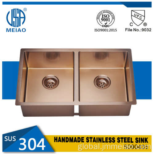 Stainless Steel Kitchen Sink PVD Stainless Steel Handmade Kitchen Rose Golden Sinks Factory